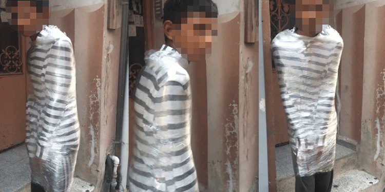 Hırsızı yakalayıp streç filme sardı