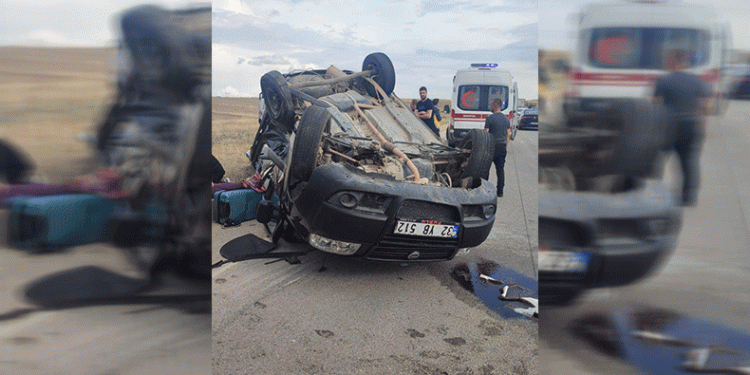 Takla atan otomobilde 5 kişi yaralandı