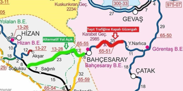 Bahçesaray yolu trafiğe kapatıldı