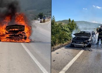 Bursa’da otomobil alevlere teslim oldu