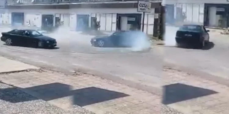 Drift attı, trafiği böyle tehlikeye düşürdü