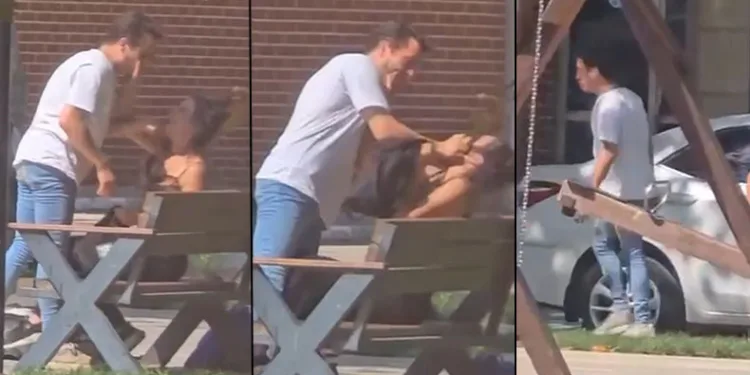 Kız arkadaşı herkesin gözü önünde böyle darp etti