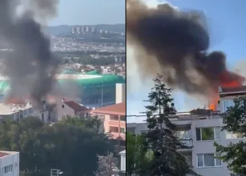 Bursa’da 5 katlı apartmanın çatısı alev alev yandı