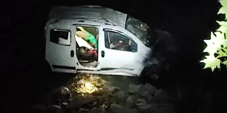 Giresun’da hafif ticari araç dereye uçtu