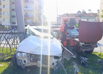 Araca çarptıktan sonra refüje çıkarak durabildi