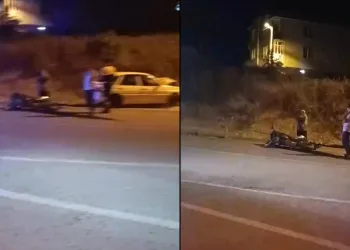 Otomobil ile motosiklet kafa kafaya çarpıştı