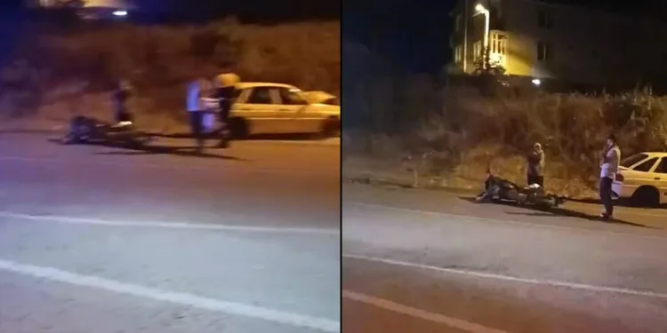 Otomobil ile motosiklet kafa kafaya çarpıştı