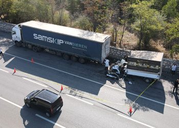 Çorum’daki feci kaza havadan görüntülendi