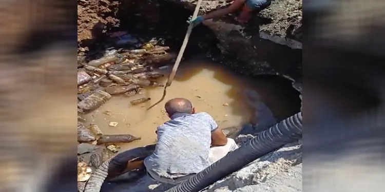 Tıkanan sulama kanalından hayvan leşleri çıktı