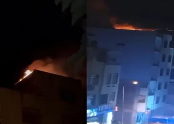 Bursa’da 5 katlı binanın çatı kat alev alev yandı