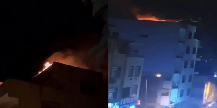 Bursa’da 5 katlı binanın çatı kat alev alev yandı