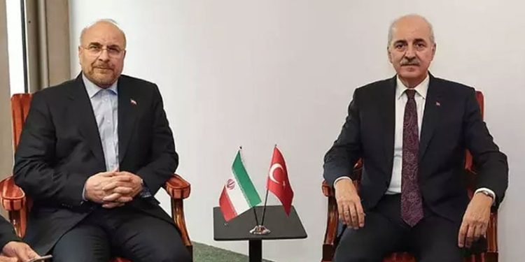TBMM Başkanı Kurtulmuş, İran İslami Şura Meclisi Başkanı Galibaf ile bir araya geldi