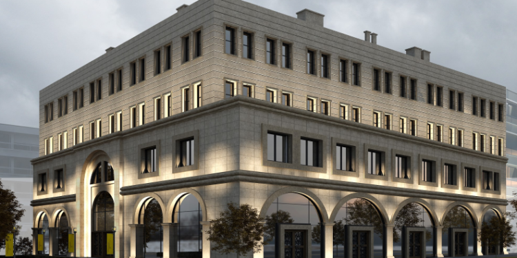 Tarihi iş hanının yeni modern yapısı