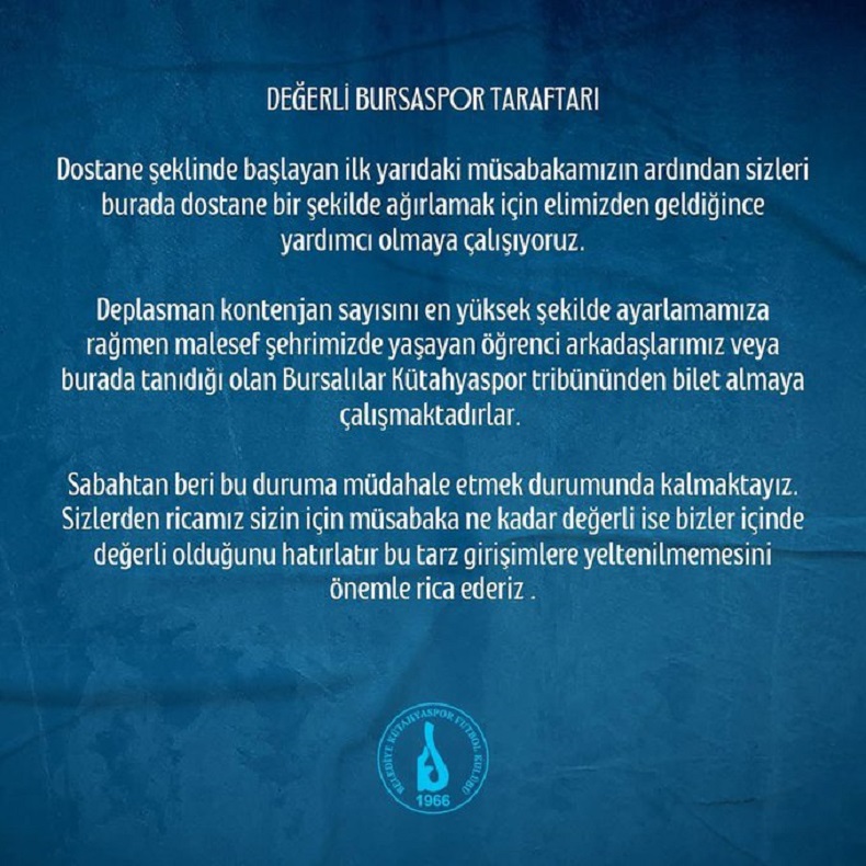 Bursaspor'un taraftarlarına açıklama