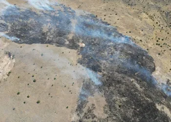 Malatya’da dağlık alanda çıkan yangın havadan görüntülendi