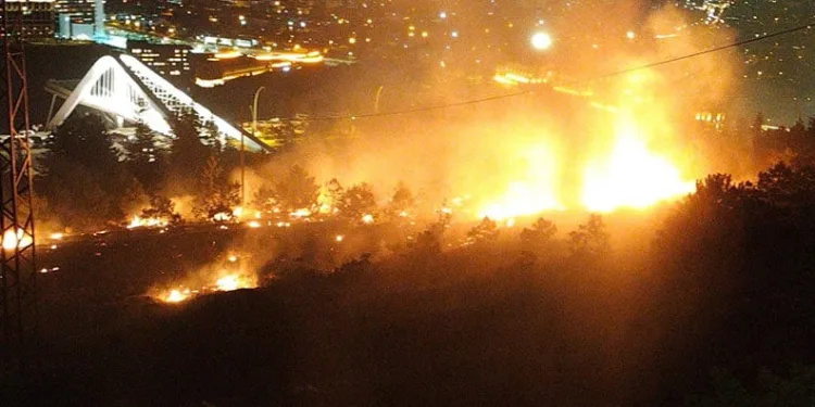 Konya’da atılan havai fişek ağaçlık alanı yaktı