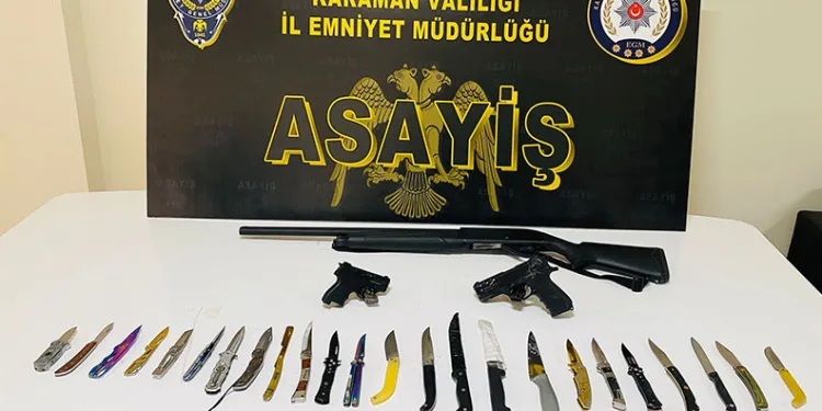 Karaman’da uyuşturucu ve ruhsatsız silahlar ele geçirildi