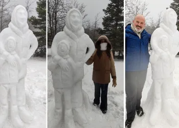 Uludağ’da kardan heykel sanat eserini aratmadı