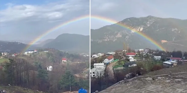 Bursa’da yağmur sonrası gökkuşağı görsel şöleni