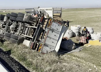 Aksaray’da patates yüklü kamyon şarampole devrildi: 1 yaralı
