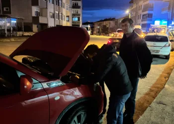 Otomobilin motoruna sıkışan kedi için seferber oldular