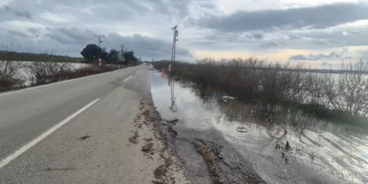 Meriç Nehri taştı, sedde patladı: Karayolu sular altında