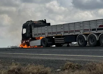 Diyarbakır’da seyir halindeki tır alev aldı