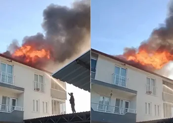 Evin çatısı küle döndü