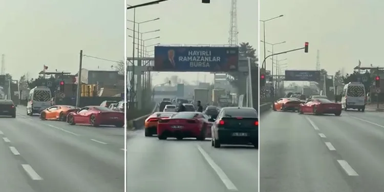 Bursa’da iki lüks otomobil trafik kurallarını hiçe saydı